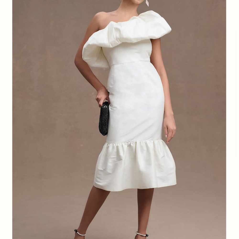 Sachin & Babi Rae One-Shoulder Ruffled Midi Dress